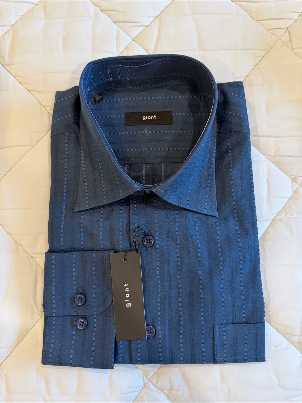 Giant Men's Navy Striped Point-Collar Dress Shirt